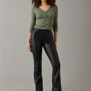 American Eagle Curvy Super High-Waisted Kick Bootcut Vegan Leather Pant